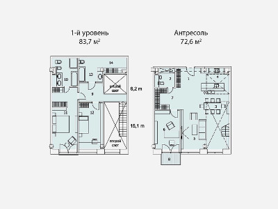 Апартаменты 157.19 м²