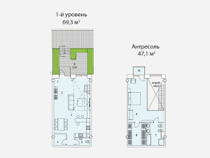 Апартаменты 114.67 м²